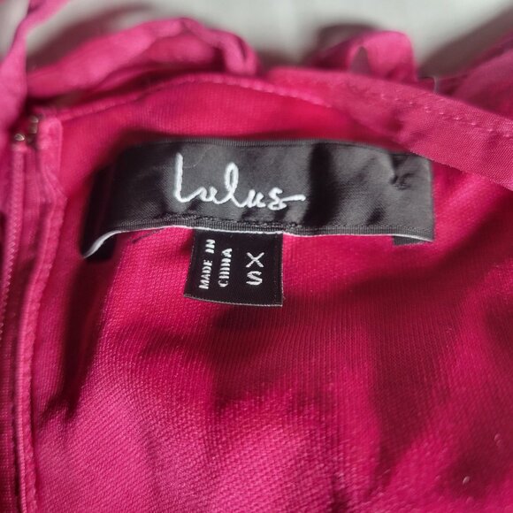 Lulus Angelic Approach Hot Pink Chiffon Ruffled Tie-Strap Mini Dress Size XS - Picture 5 of 8